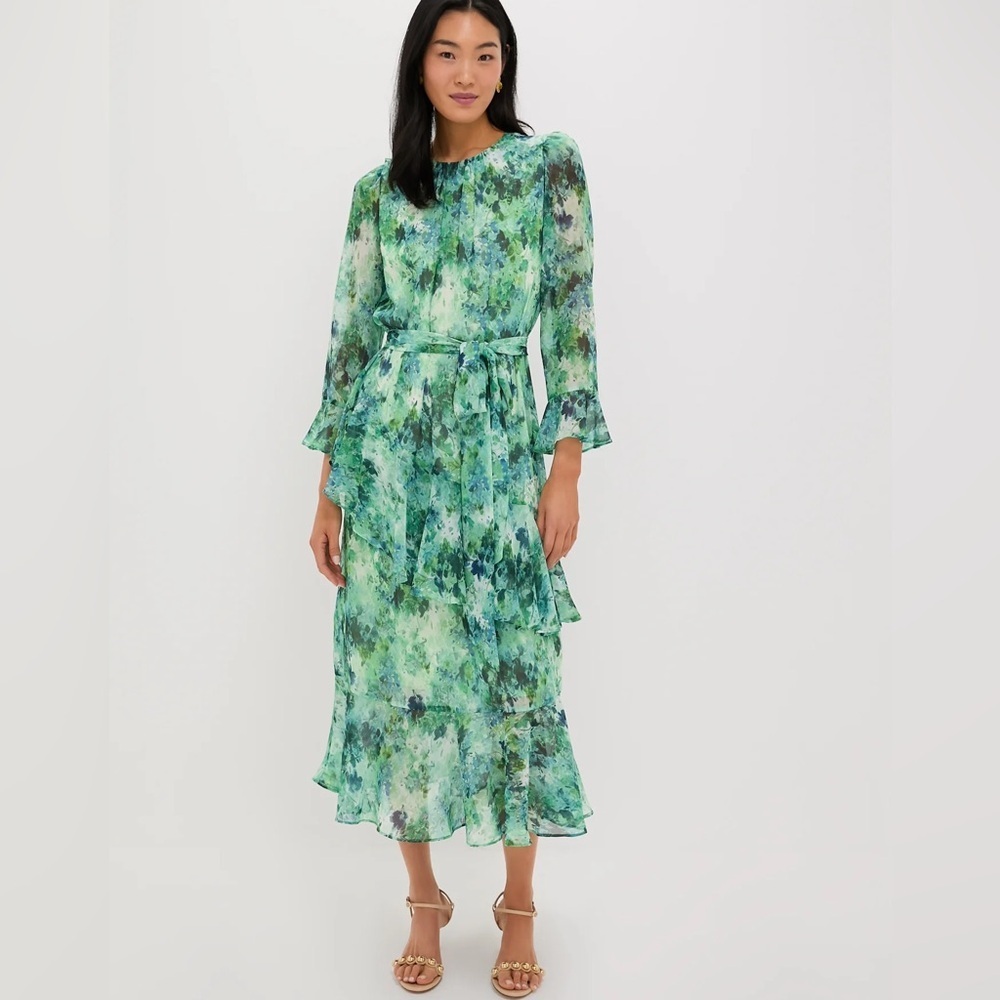 Tuckernuck Water Lilies Sasha maxi Dress long sleeve formal bell ruffle tiered